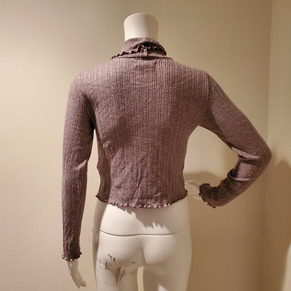 Madewell Ribbed Turtleneck Cropped Top Gray M - Picture 5 of 5